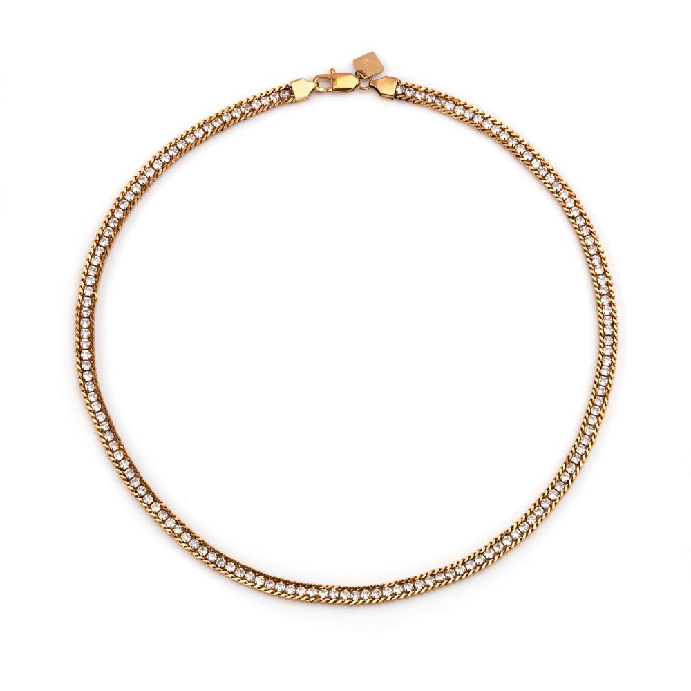 Soulline Necklace – Gold 18" with Clear Zirconia
