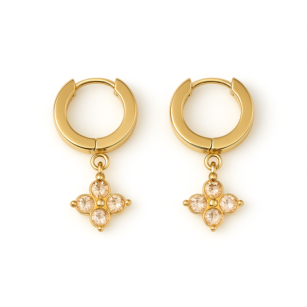 Caélis Earring – Beige 2,5" with crystal Zirconia