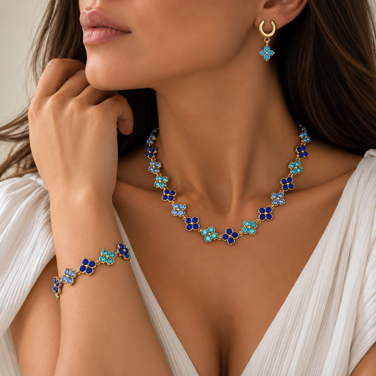 Caelis Sapphire Necklace & Bracelet Set — Jewelry Gift Set