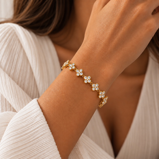 Caélis Bracelet – Gold 6,5" with Clear Zirconia