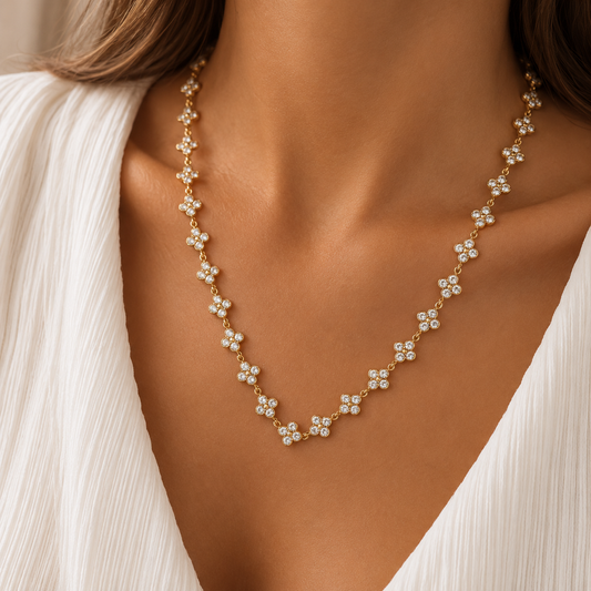 Caélis Necklace – Gold 18" with Clear Zirconia