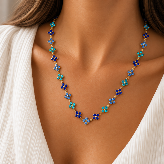 Caélis Necklace – Blue 18" with Sapphire Zirconia