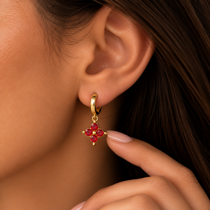 Caélis Earring – Red 2,5" with Garnet Zirconia
