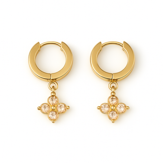 Caélis Earring – Beige 2,5" with crystal Zirconia