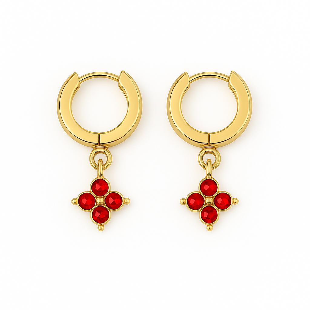 Caélis Earring – Red 2,5" with Garnet Zirconia