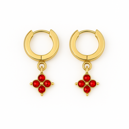 Caélis Earring – Red 2,5" with Garnet Zirconia